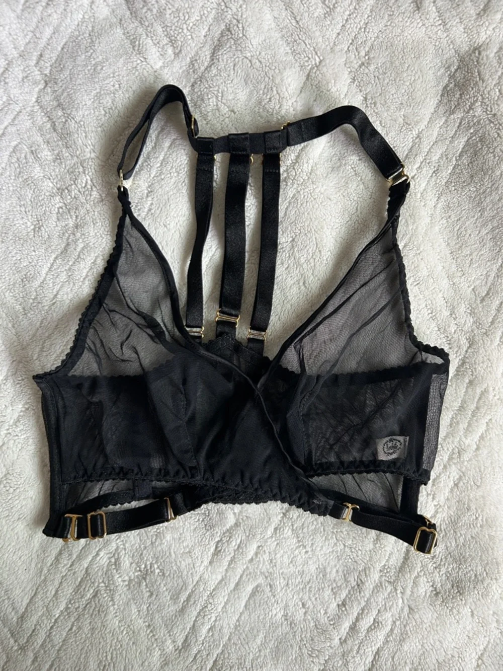 Bordelle. ART DECO MESH WRAP BRA BLACK in Small - Picture 1 of 9